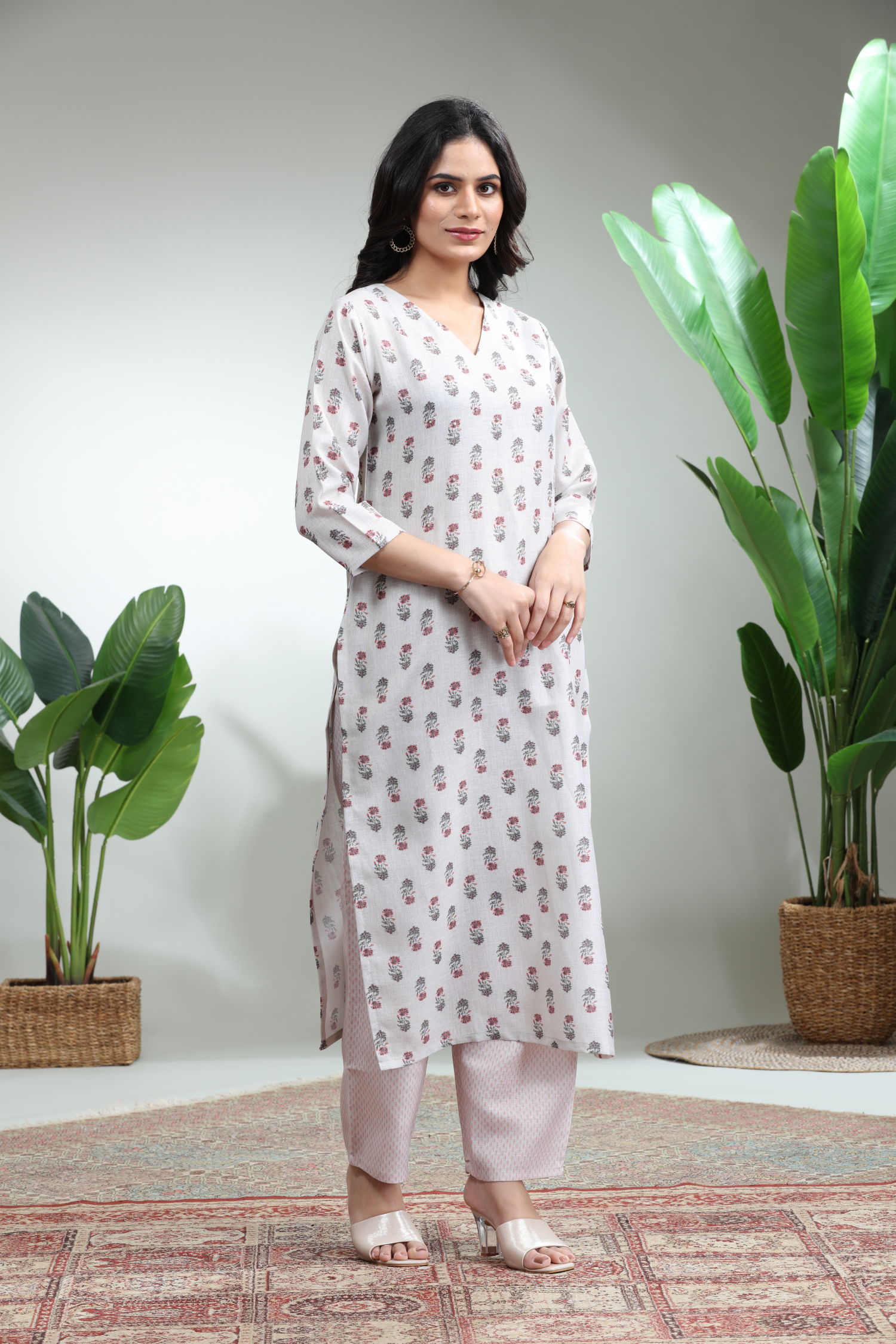 Off White Kurti With Pant