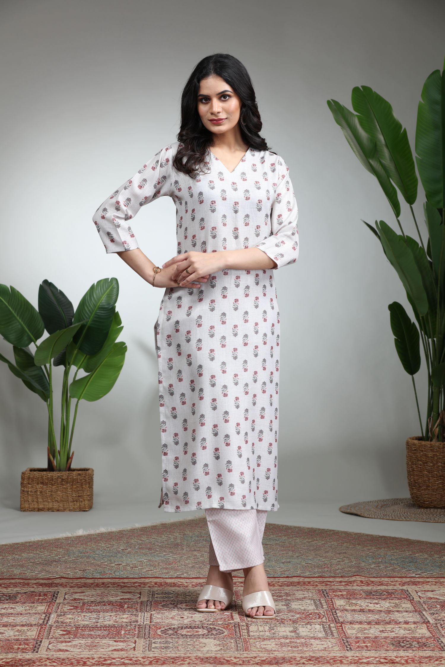 Off White Kurti With Pant