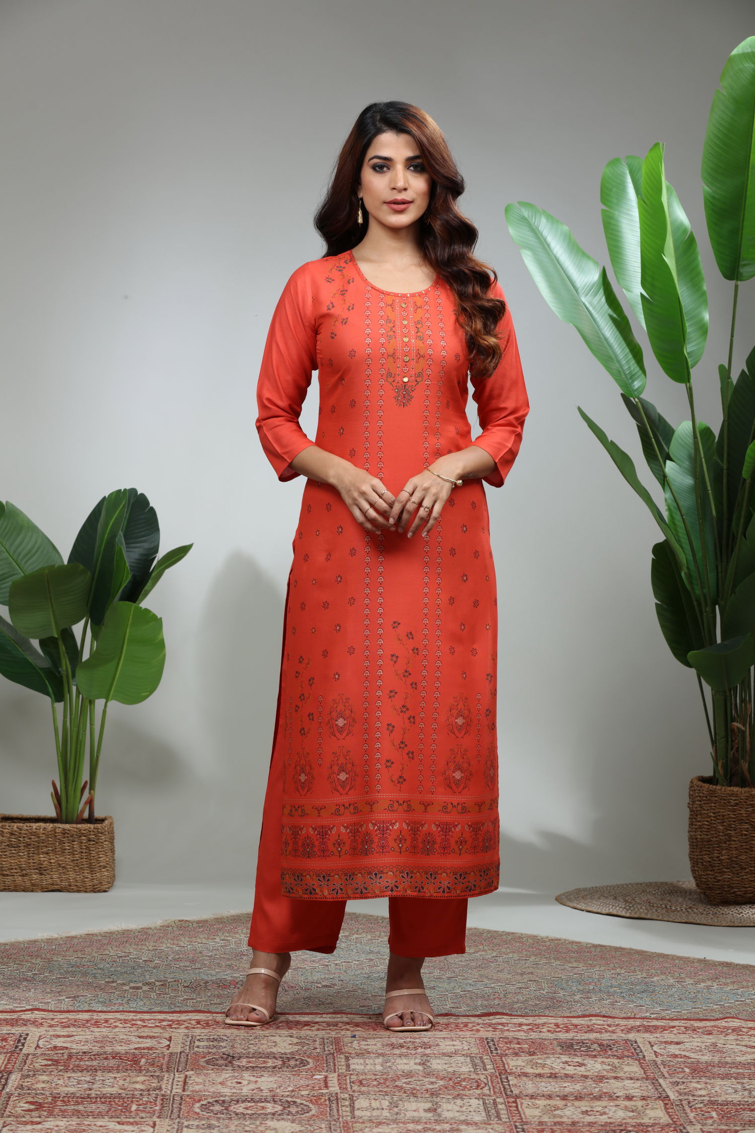 Orange Kurti With Pant