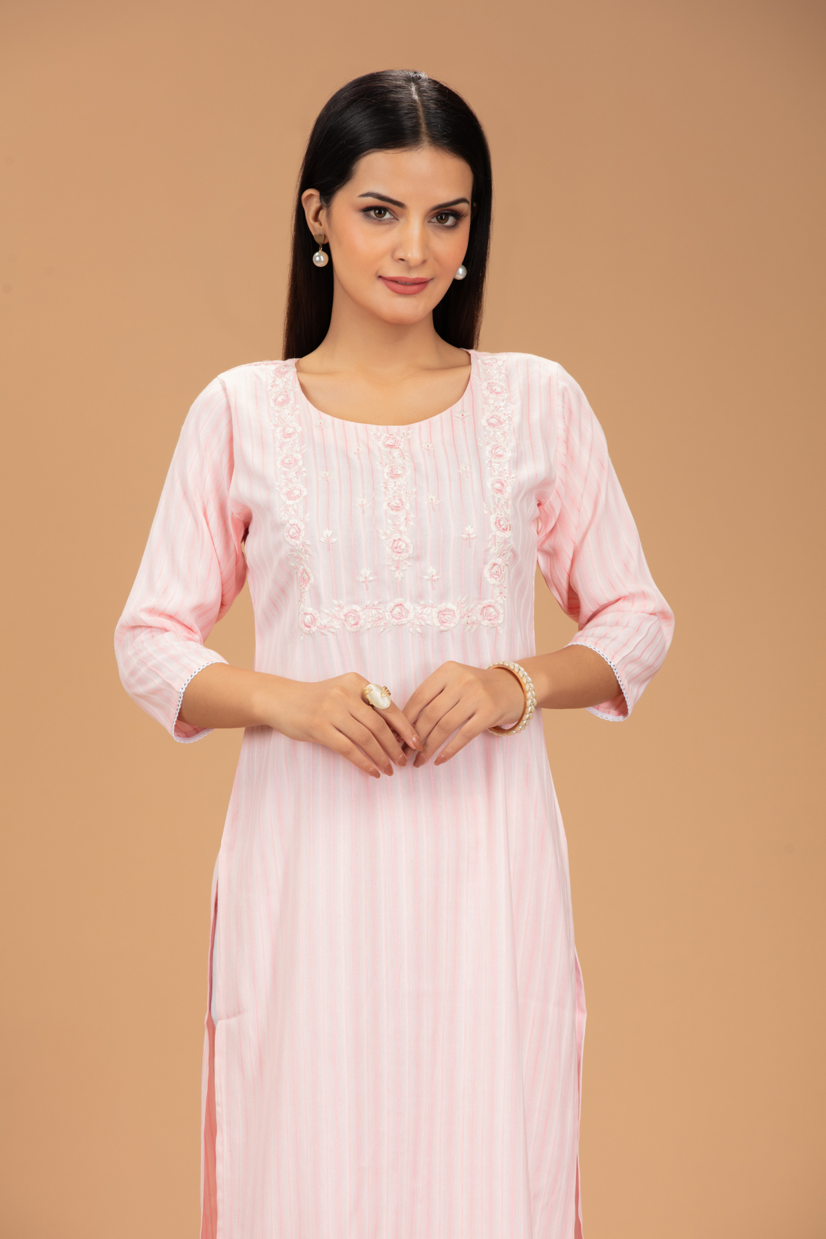 Pink Printed Straight Kurti