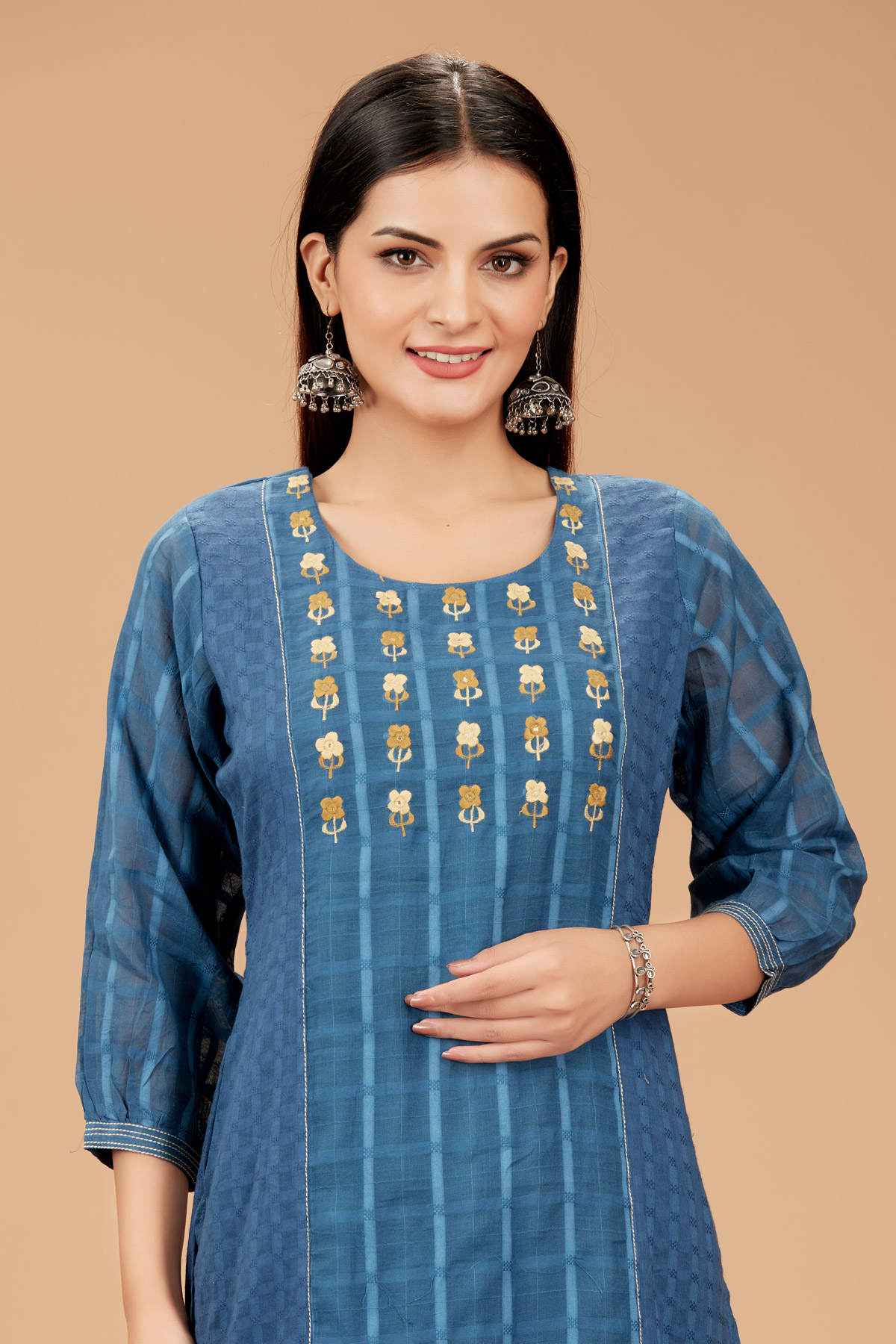 Blue Printed Straight Kurti