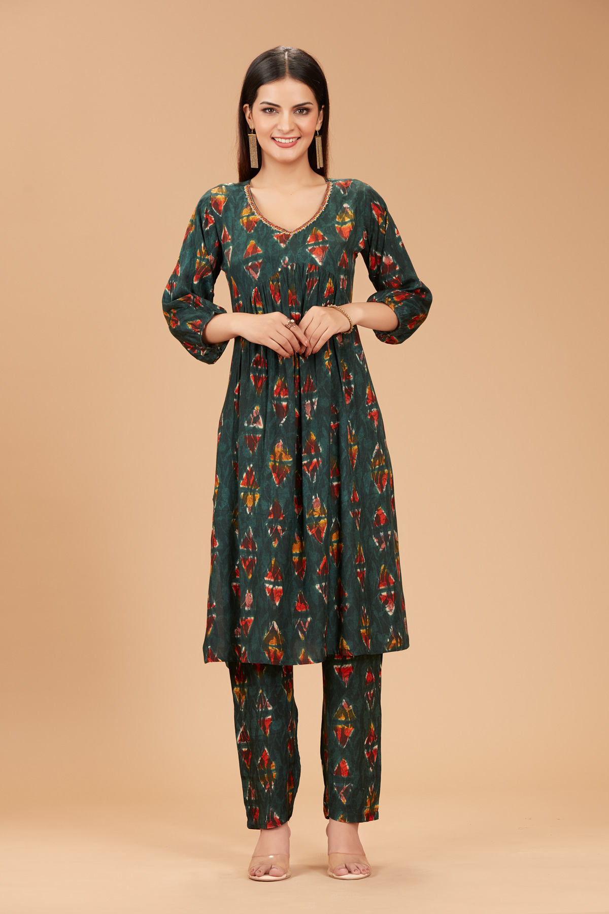 Dark Green Kurti With Pant