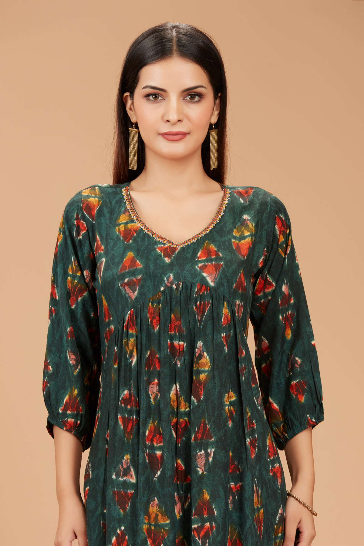 Dark Green Kurti With Pant