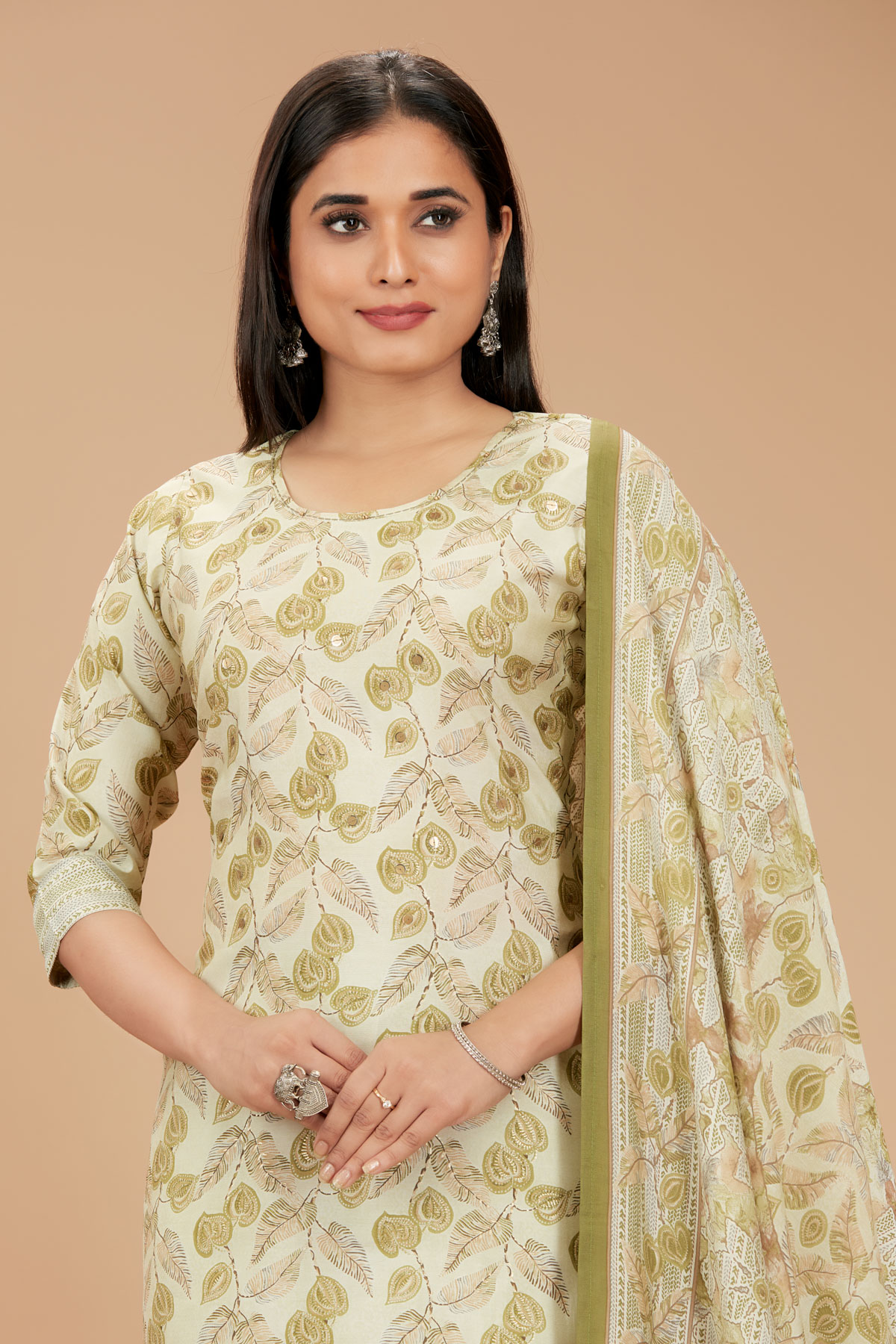 Green3 Piece Suit Set With Dupatta