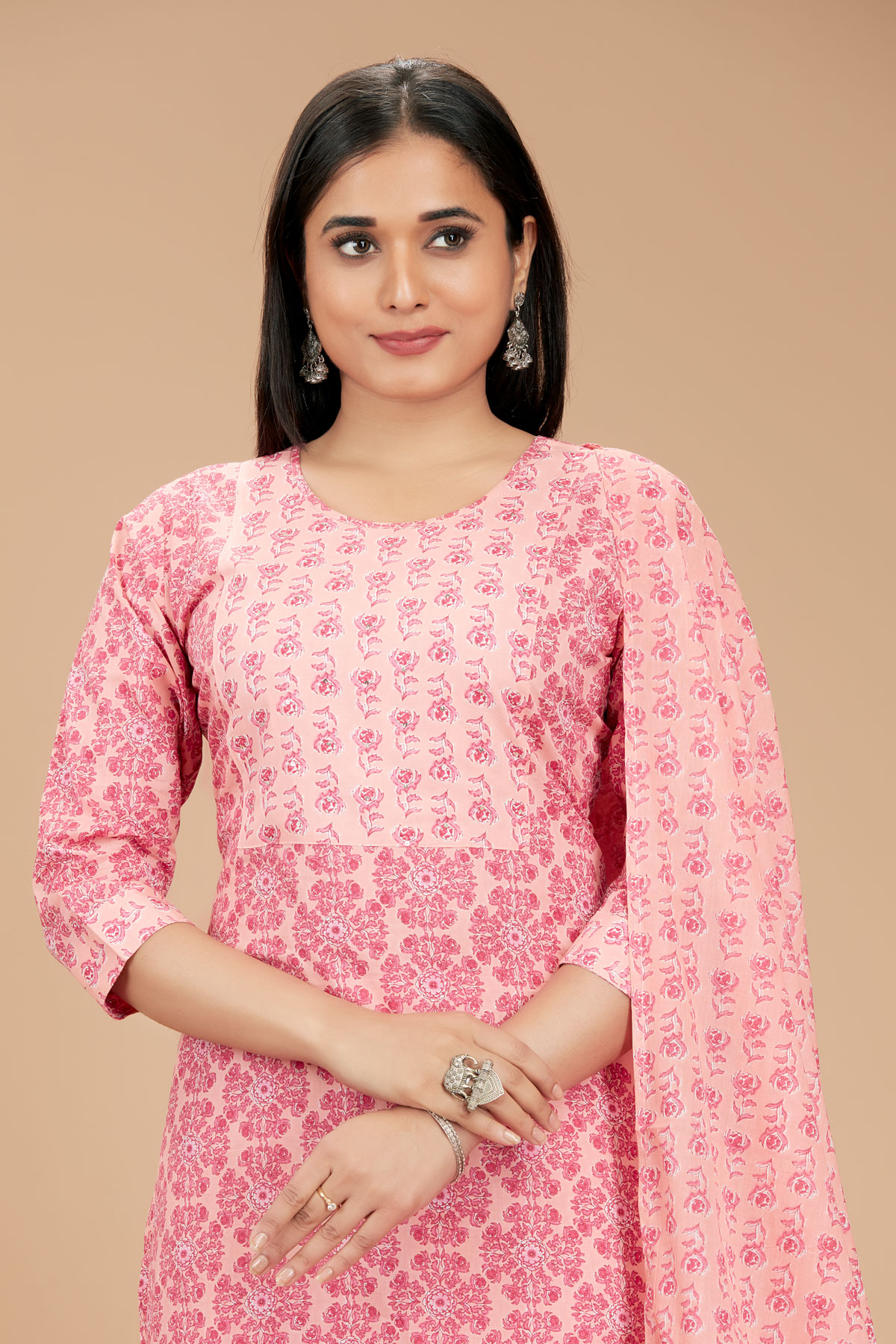 Pink 3 Piece Suit Set With Dupatta