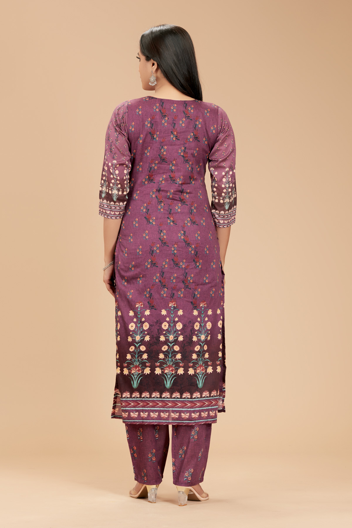 Purple 3 Piece Suit Set With Dupatta