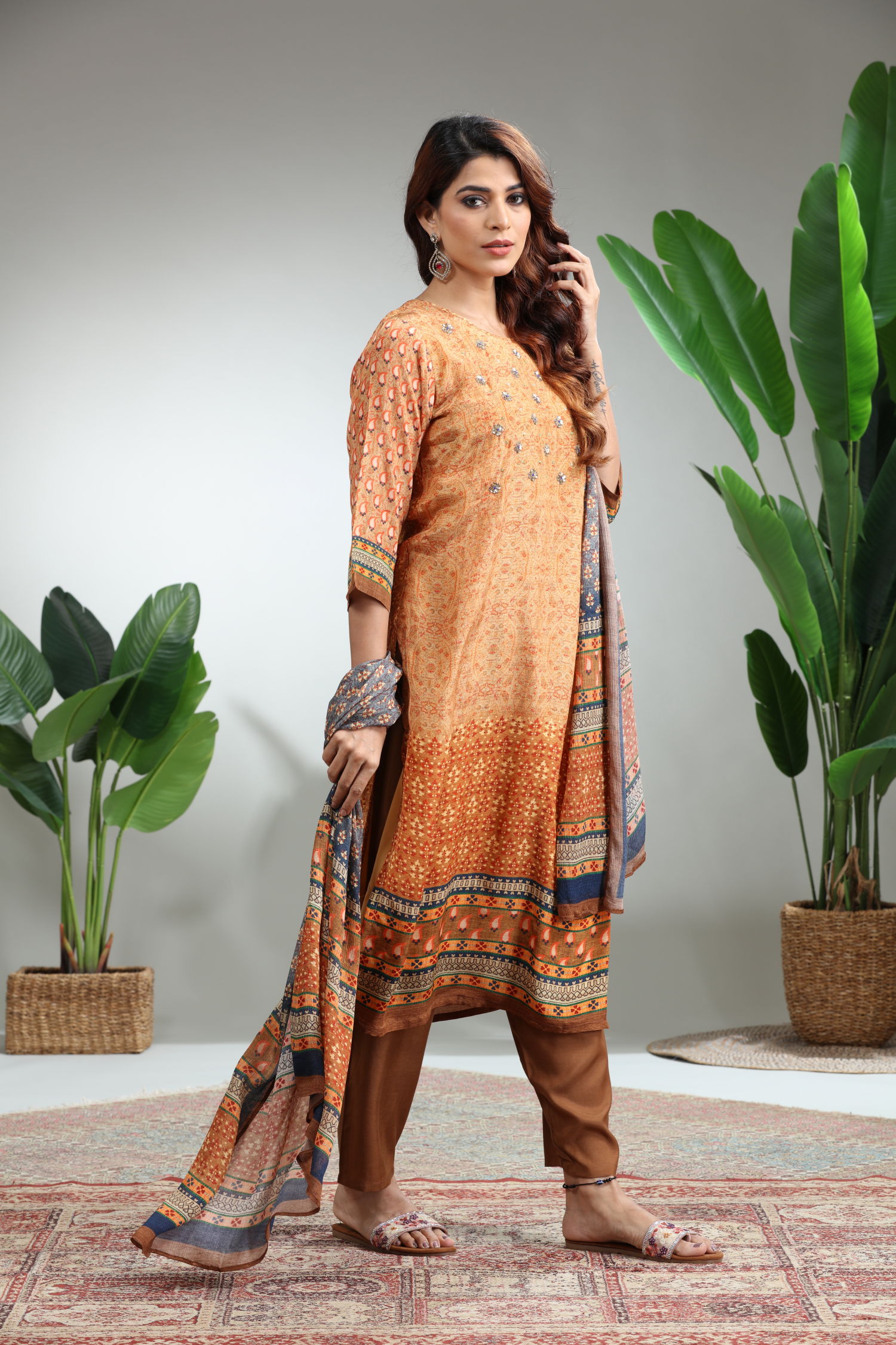 Yellow 3-Piece Suit Set With Dupatta