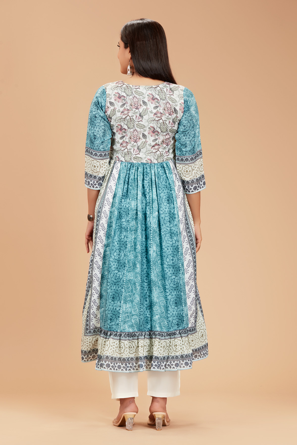 Blue Printed Kurti With Dupatta